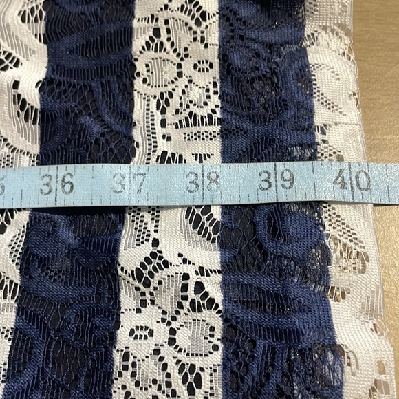 Alex Marie Lace Blue & White Striped Sleeveless Dress - Picture 8 of 10